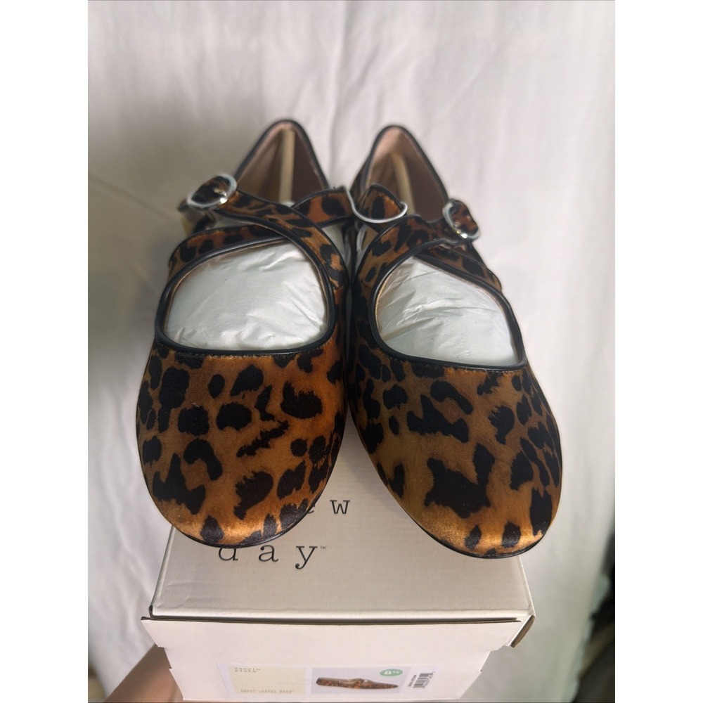 A New Day Women's Leopard Print Mary Jane Flats Size 8.5 Brown Animal Print NWT